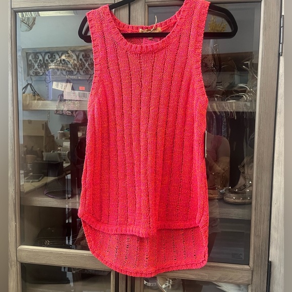 Ellen Tracy Textured sleeveless tank in Azalea/tangerine Size large - Picture 2 of 5